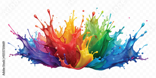 realistic 3d smooth acrylic paint stain or  paint splash and explosion isolated on transparent background