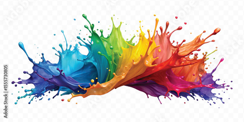 realistic 3d smooth acrylic paint stain or  paint splash and explosion isolated on transparent background