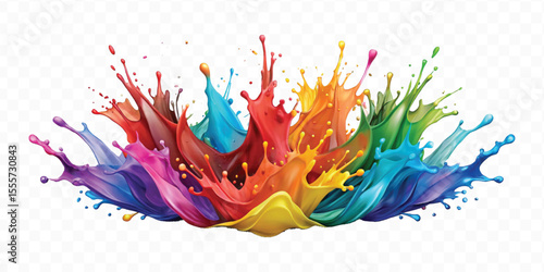 realistic 3d smooth acrylic paint stain or  paint splash and explosion isolated on transparent background