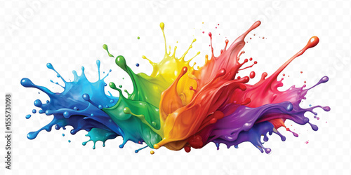 realistic 3d smooth acrylic paint stain or  paint splash and explosion isolated on transparent background