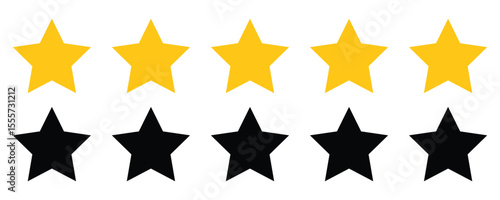 Five star rating review star vector isolated on white background. customer feedback symbol