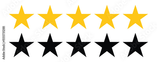 Five star rating review star vector isolated on white background. customer feedback symbol