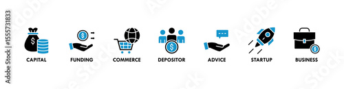 Angel investor banner web icon vector illustration concept of business angel, informal investor, investment founder with icon of capital, funding, commerce, depositor, advice, startup and business