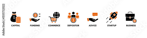 Angel investor banner web icon vector illustration concept of business angel, informal investor, investment founder with icon of capital, funding, commerce, depositor, advice, startup and business