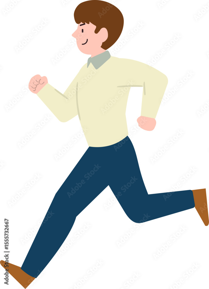 Illustration of a male character who runs forward vigorously Illustration of a male character who runs forward vigorously