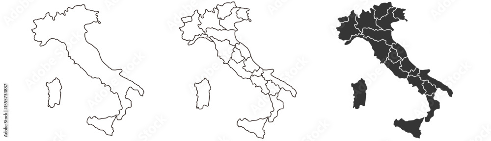Italy map – vector illustration of regions and political borders