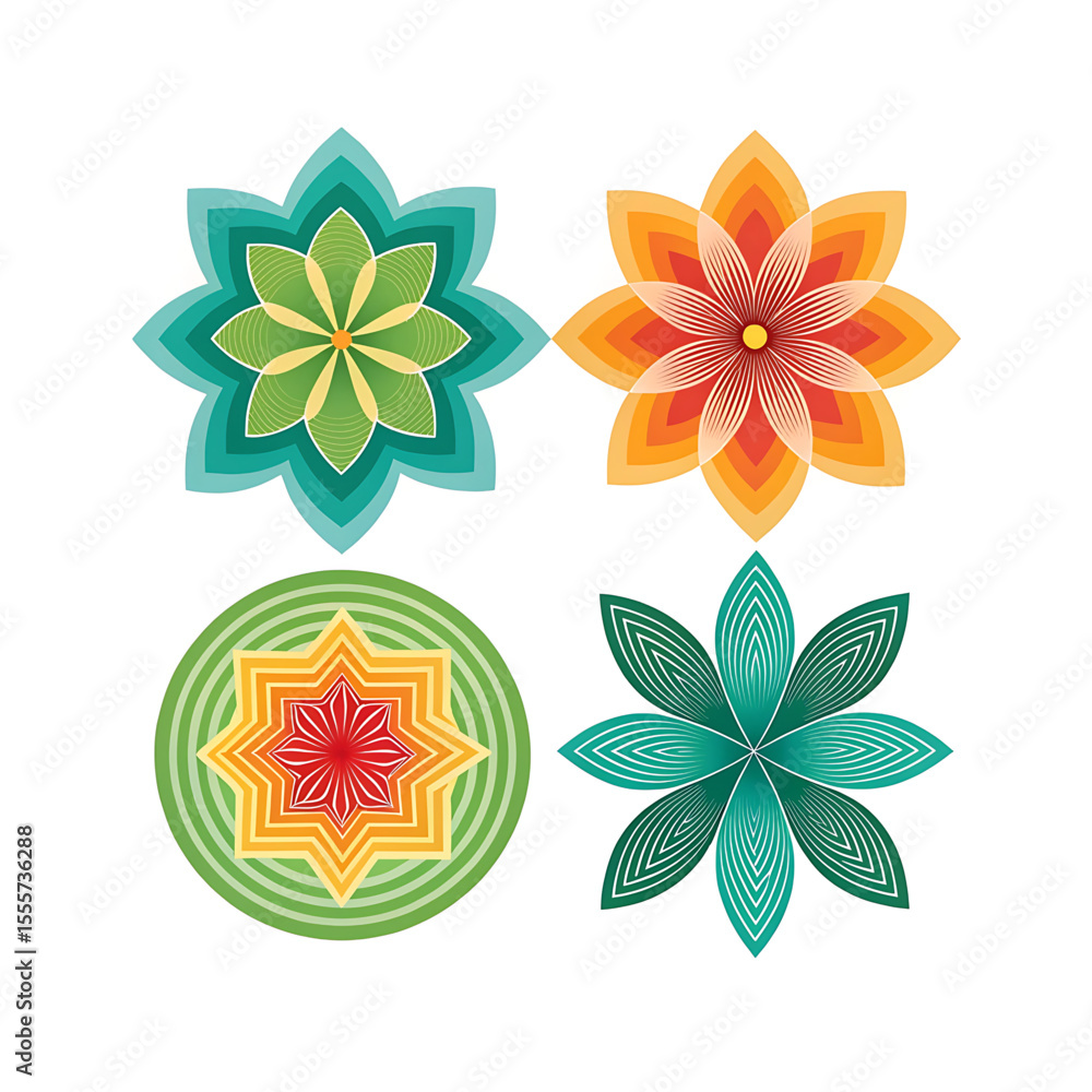 Obraz premium Vibrant Abstract Geometric Shape Collection on White Background