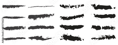 Different brush stroke techniques displayed on a white background, showcasing variations in texture and application in art