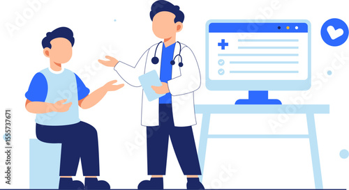 Patient consulting with doctor in a clean medical room showcasing professional healthcare discussion