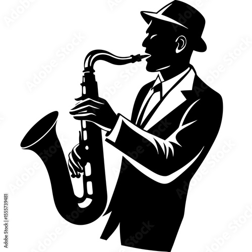 Saxophone Player Silhouette Vector Illustration