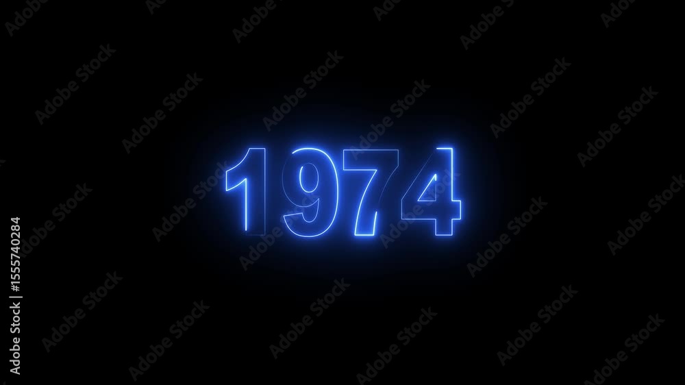 Glowing neon numeric text 1974 year countdown icon background 4k animation. cyan neon font alpha year. Neon year 1974 with alpha channel, Energy neon 1974 year. Glowing neon numeric text 1974 year countdown icon background 4k animation. cyan neon font alpha year. Neon year 1974 with alpha channel, Energy neon 1974 year.