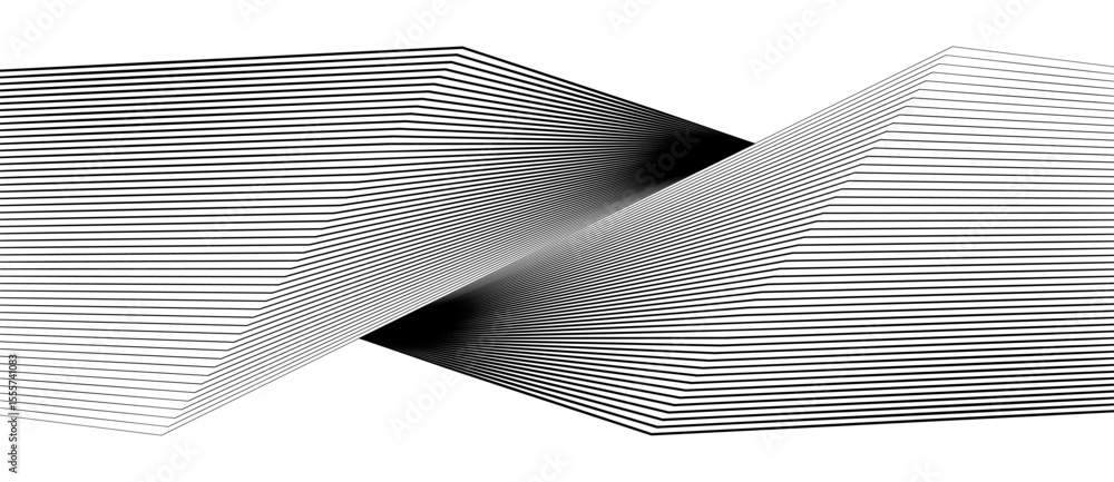 Fototapeta premium Abstract background with lines. Stripes optical art illusion. Balck and white illustration.