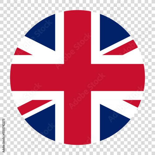 Flag of United Kingdom. UK circle flag logo icon computer vector illustration design. Checkerboard background.