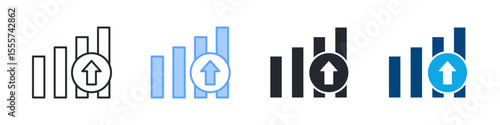 Growth Icon Set Multiple Style. Designed In Outline, Blue, Glyph, Dual Tone