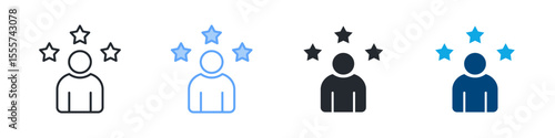 Leadership Icon Set Multiple Style. Designed In Outline, Blue, Glyph, Dual Tone