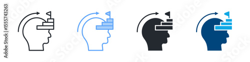 Will To Win Icon Set Multiple Style. Designed In Outline, Blue, Glyph, Dual Tone