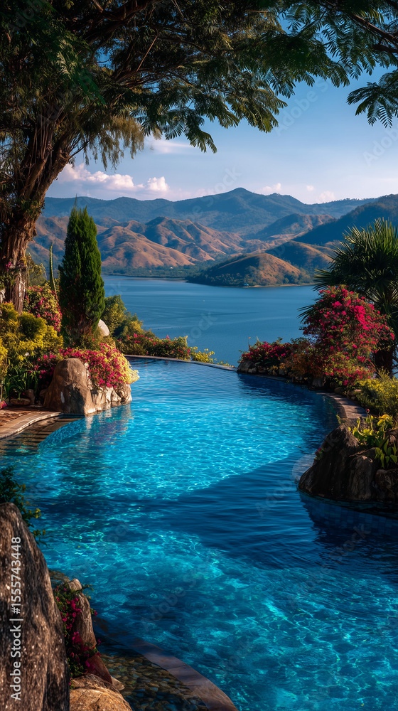 Obraz premium Amazing privete pool in the forest landscape view.