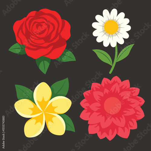 Flat Cartoon Style Flower