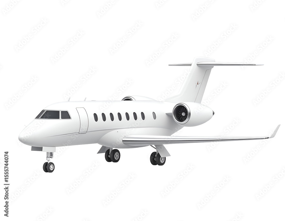 Obraz premium White Private Jet 3D Render