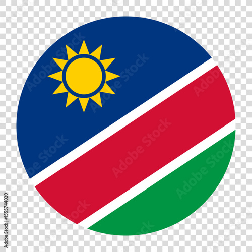 Free Download Flag of Namibia. Namibia circle flag logo icon computer vector illustration design. Transparent checkerboard background. - GFXLoad