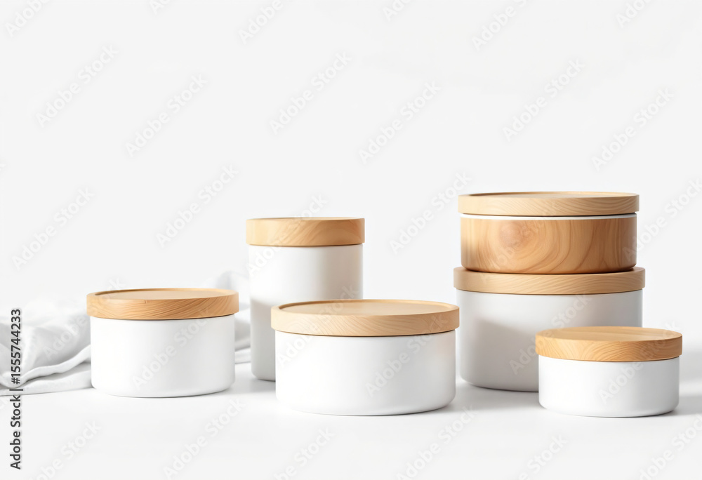 A minimalist featuring white and wood reusable container. A minimalist featuring white and wood reusable container.