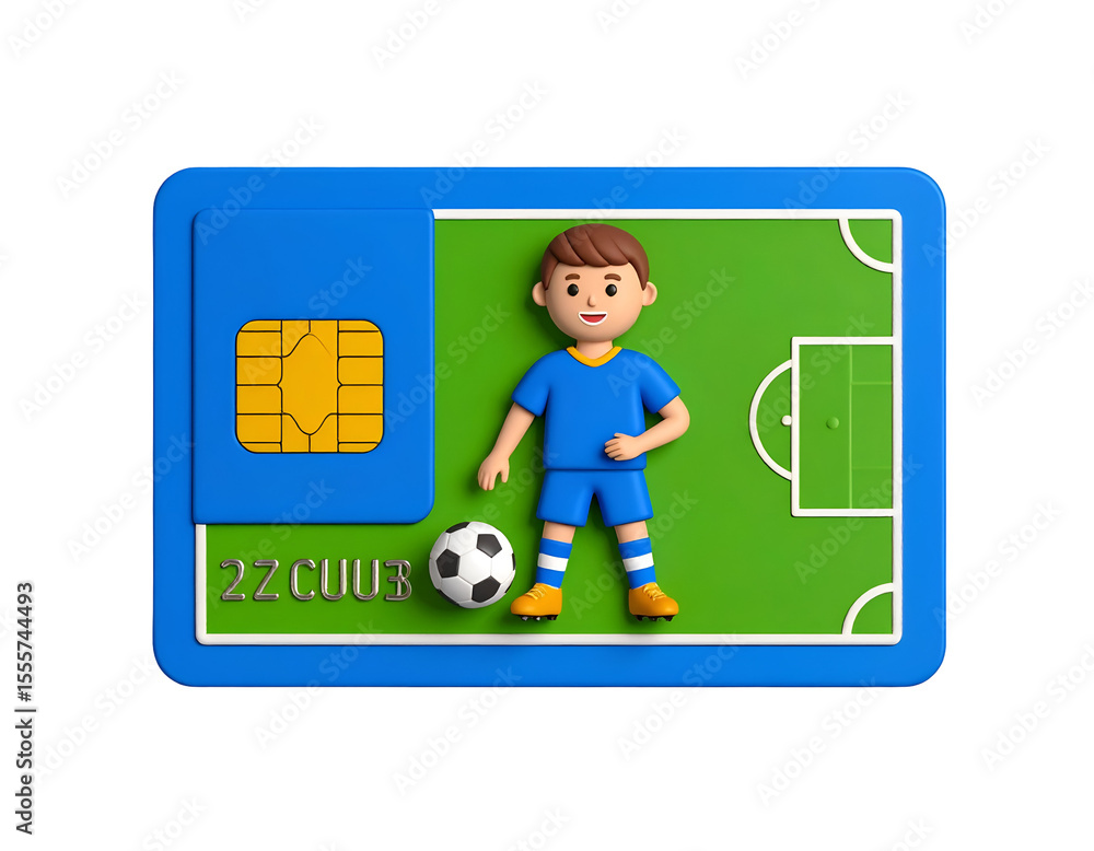 Fototapeta premium 3D Cartoon Soccer Player Card Illustration