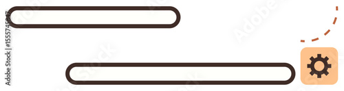 Two horizontal progress bars and a gear icon suggesting process control, task optimization, and operational efficiency. Ideal for teamwork, technology, project management, business improvement, data
