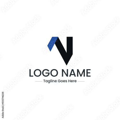 Free Download Vector art of abstract letter n logo isolated on white background with blue accent - GFXLoad