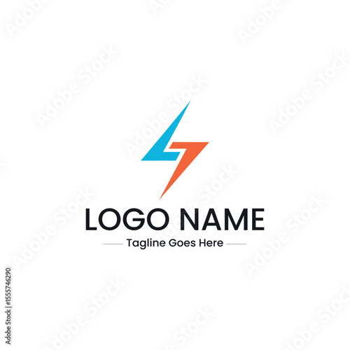 Free Download Vector art of blue and orange lightning bolt isolated on white background design - GFXLoad