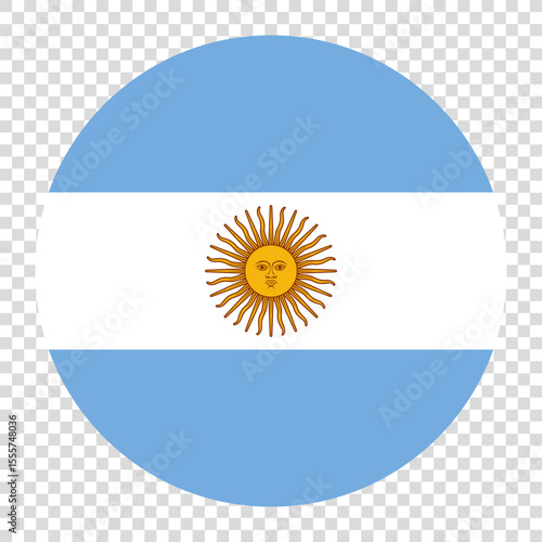 Flag of Argentina. Argentina circle flag logo icon computer vector illustration design. Checkerboard background.