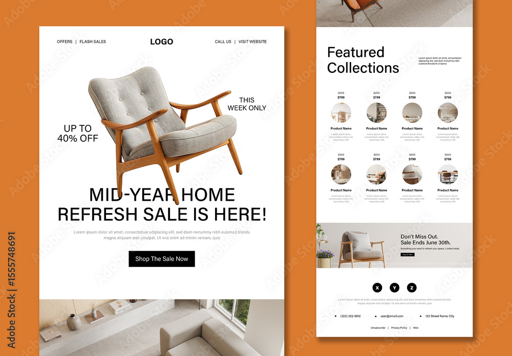 Furniture Store Email Newsletter Template for Promotions and Product ...