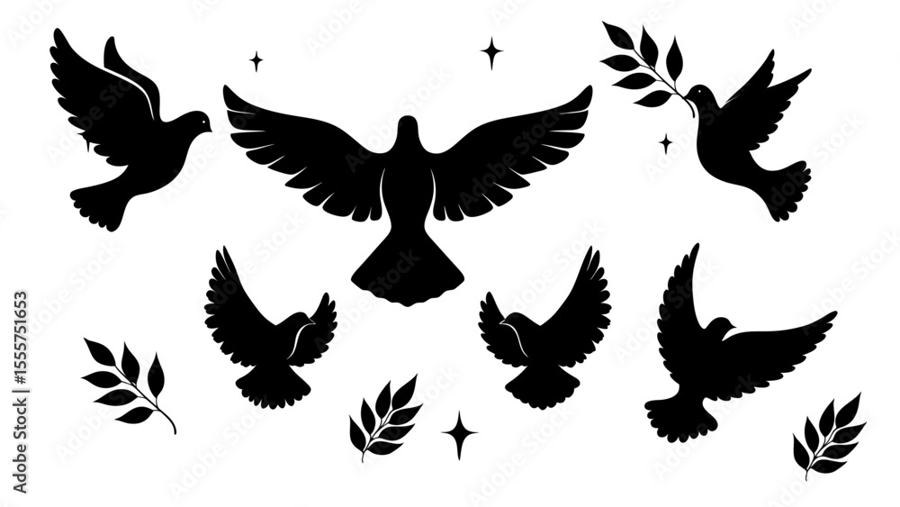 Obraz premium silhouette of dove black and white 