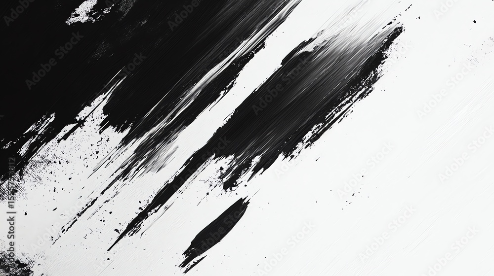 Abstract Black and White Brush Strokes on Canvas Artistic Background Abstract Black and White Brush Strokes on Canvas Artistic Background