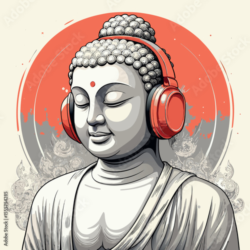 Buddha con le cuffie da Dj 02