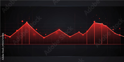 Red bar graph illustrating financial market growth with an upward arrow