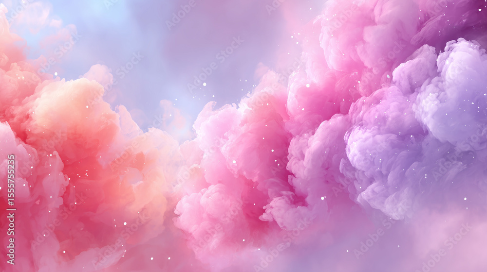 Fototapeta premium Colorful cloud formation creating a dreamy atmosphere in a pastel sky at dusk