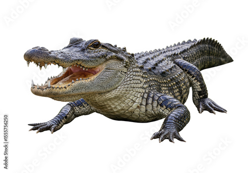 Isolated American Alligator with Open Mouth