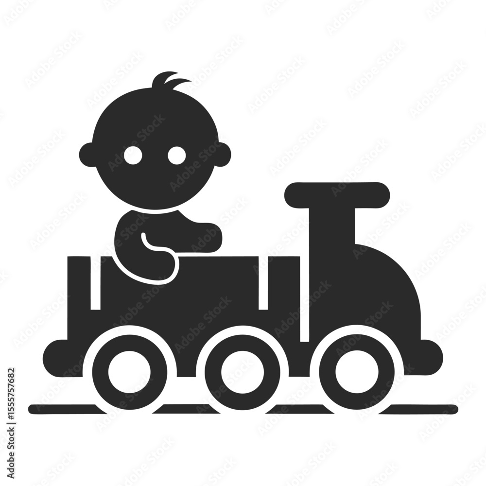 silhouette Baby On Train on white background silhouette Baby On Train on white background