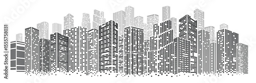 dots buildings isolated architecture city square cityscape skyline modern construction business towe.