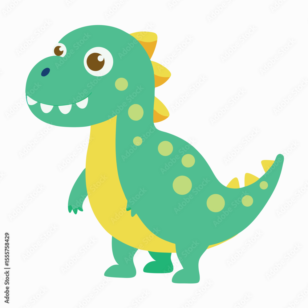 Fototapeta premium colorful little funny dinosaur illustration Vector icon isolated on white background