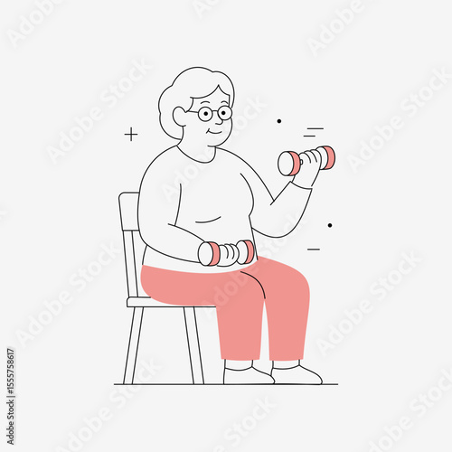 Senior woman exercising with dumbbells