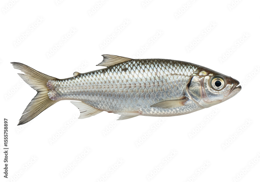 Obraz premium Isolated Fresh Silver Fish with Detailed Scales