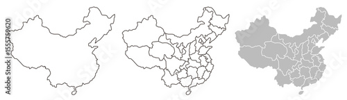 China map – vector illustration of provinces and political borders