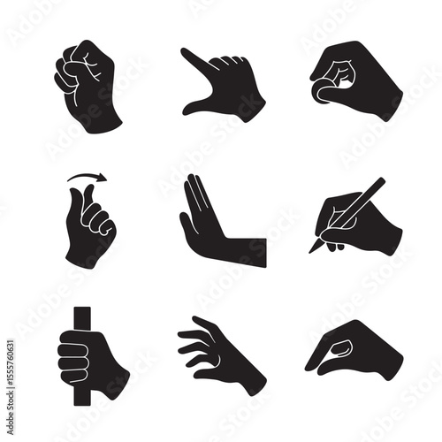 Actions and interactions Gestures vector silhouette art