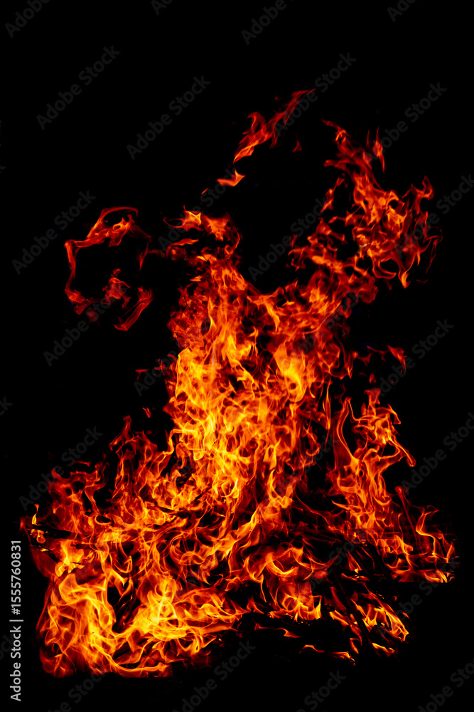 Fototapeta premium yellow, orange and red Fire flame isolated on background