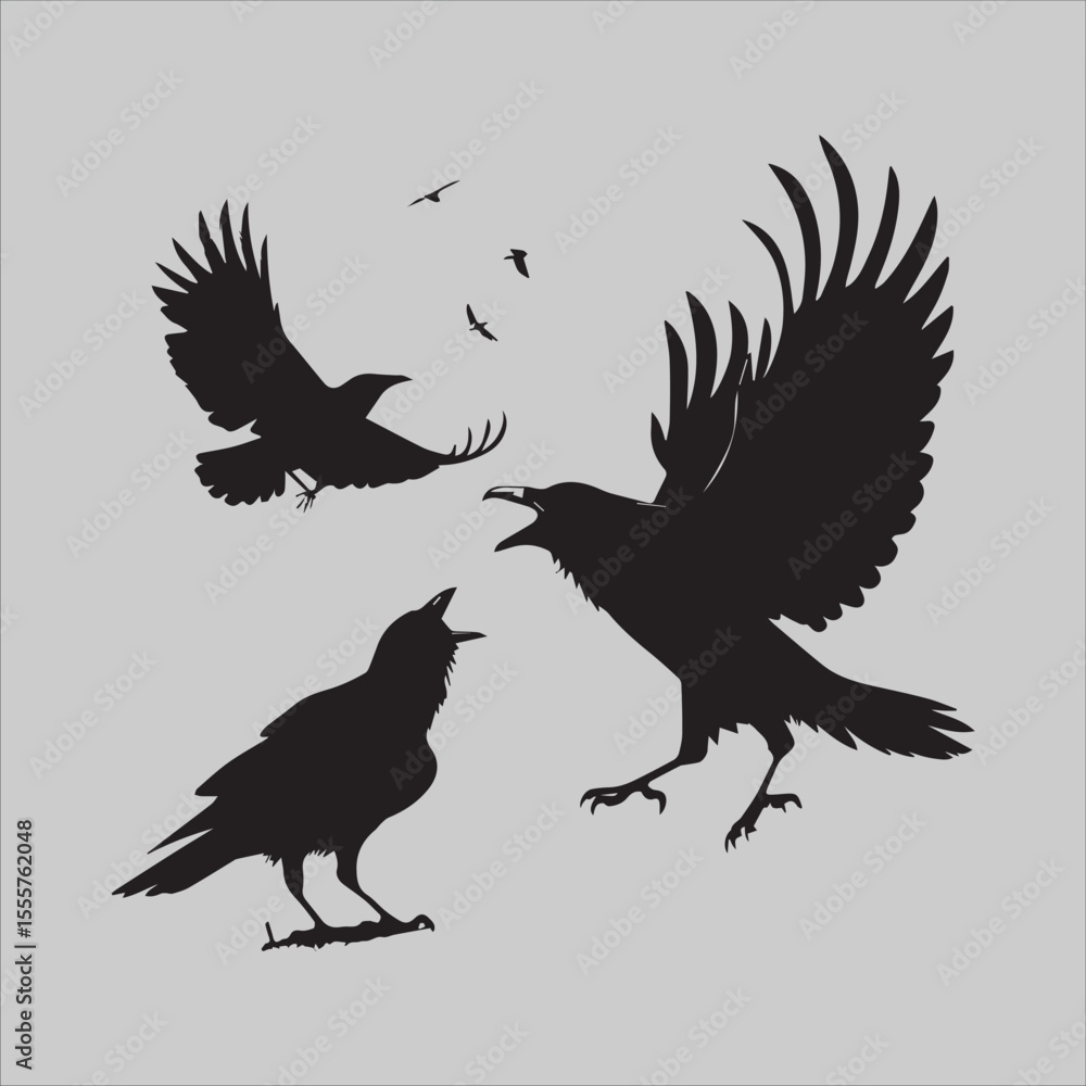 Obraz premium three crows arguing