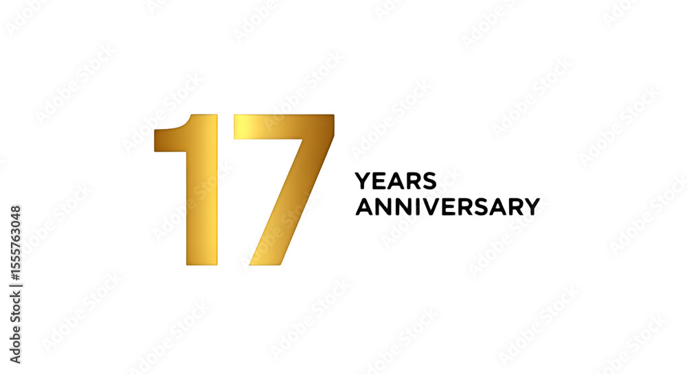 Fototapeta premium Gold 17 Years Anniversary Logo.