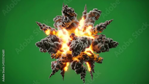 Wallpaper Mural Powerful explosion with fiery burst and billowing smoke on chroma key Torontodigital.ca