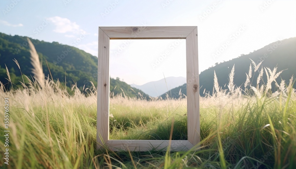 Fototapeta premium Nature Illusion Frame in Wild Grass