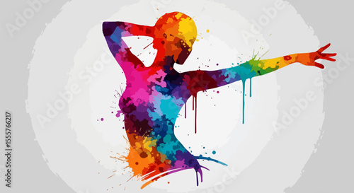 A bold, expressive take on the human body using splattered watercolor in vibrant tones. Modern and emotional wall art.